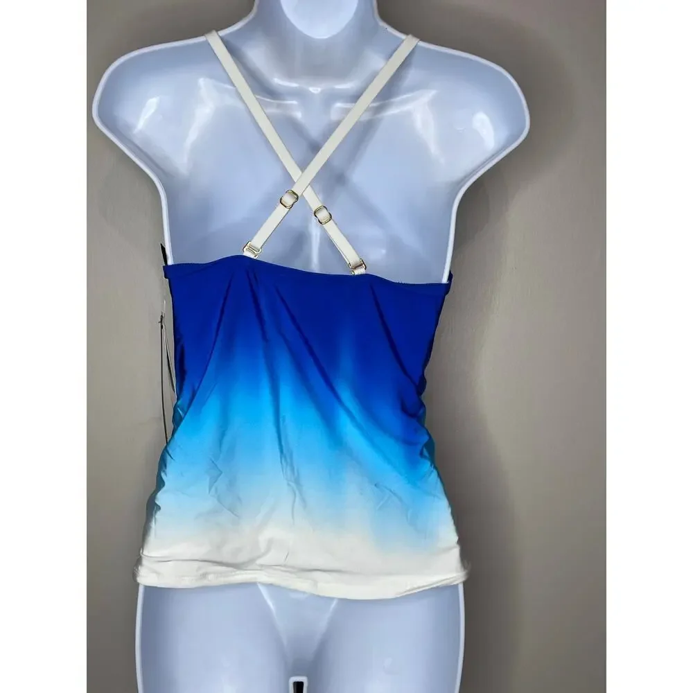 La Blanca Blue Ombre Keyhole Tankini Top NWT Size 6